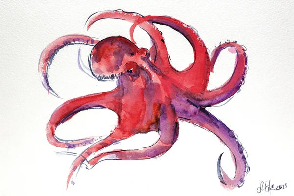 Octopi: Red Octopus II by Nataly Mak