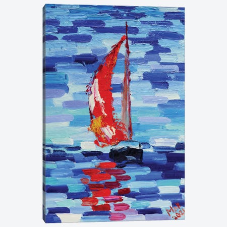 Red Sailboat Canvas Print #NTM68} by Nataly Mak Art Print