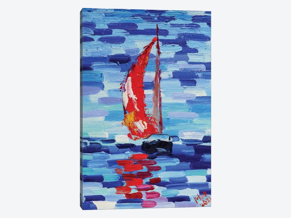 Red Sailboat by Nataly Mak 1-piece Canvas Wall Art