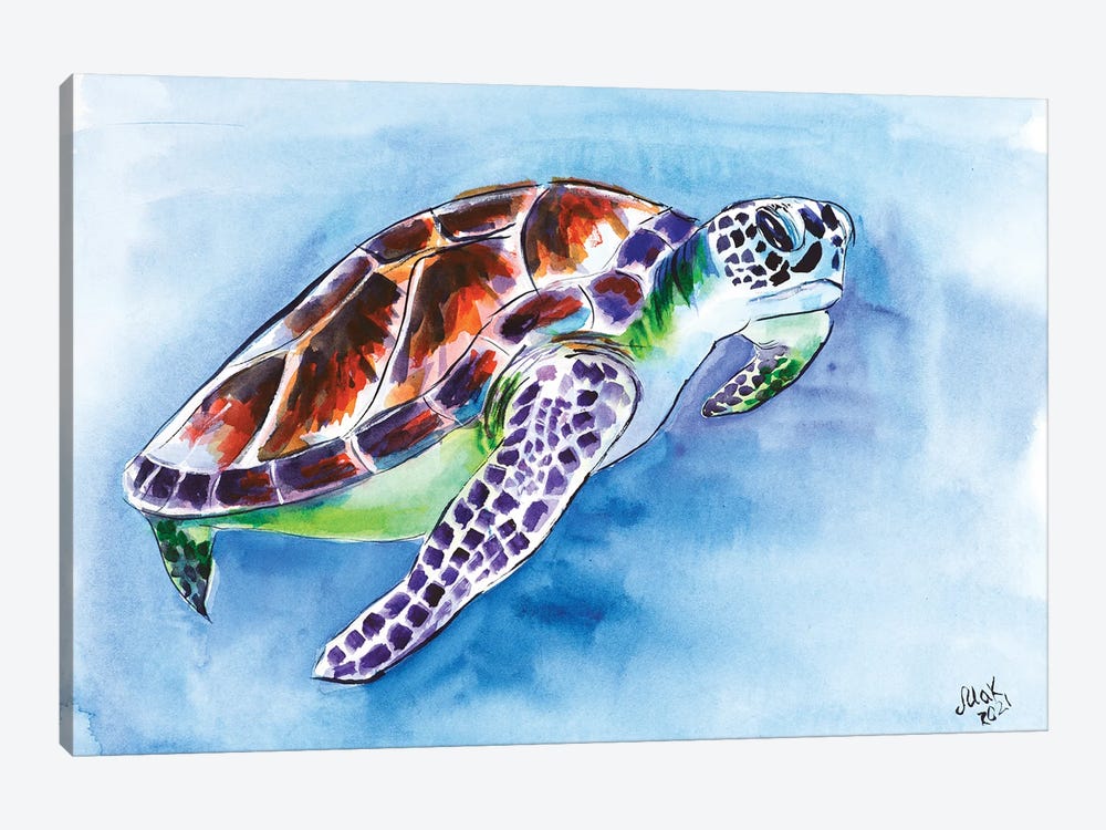 Sea Turtle by Nataly Mak 1-piece Canvas Artwork