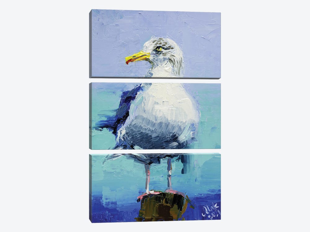 Seagull by Nataly Mak 3-piece Canvas Art Print