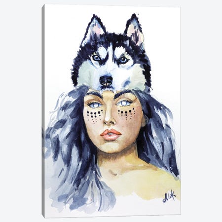 Wolf Woman Canvas Print #NTM78} by Nataly Mak Canvas Art