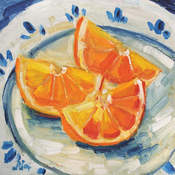 Nataly Mak: Oranges On A Plate by Nataly Mak