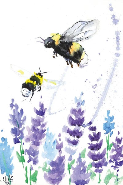 Bees: Bumblebees And Lavender by Nataly Mak