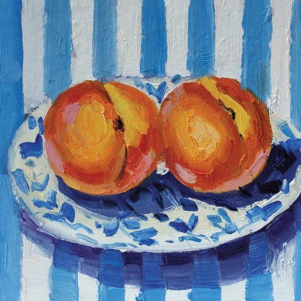 Peaches: Peaches On A Plate by Nataly Mak
