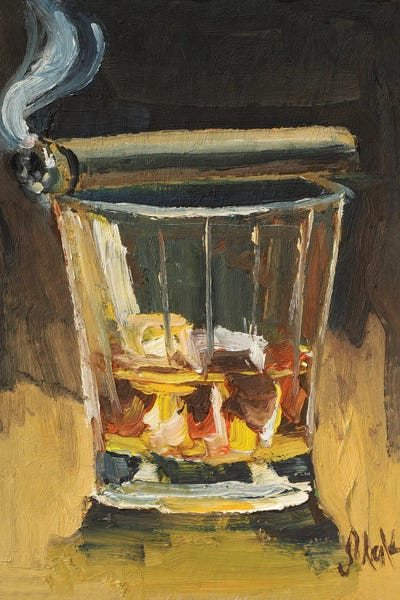 Smoking: Whiskey With Cigaro by Nataly Mak