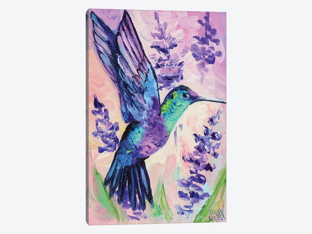 Humming Bird On Purple by Nataly Mak 1-piece Canvas Print