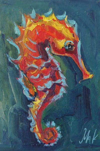 Seahorses: Seahorse Oil Painting by Nataly Mak