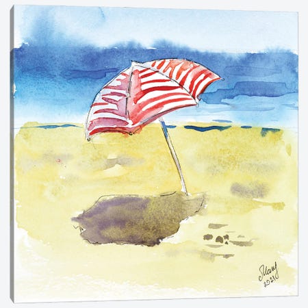 Beach Umbrella Canvas Print #NTM87} by Nataly Mak Canvas Art