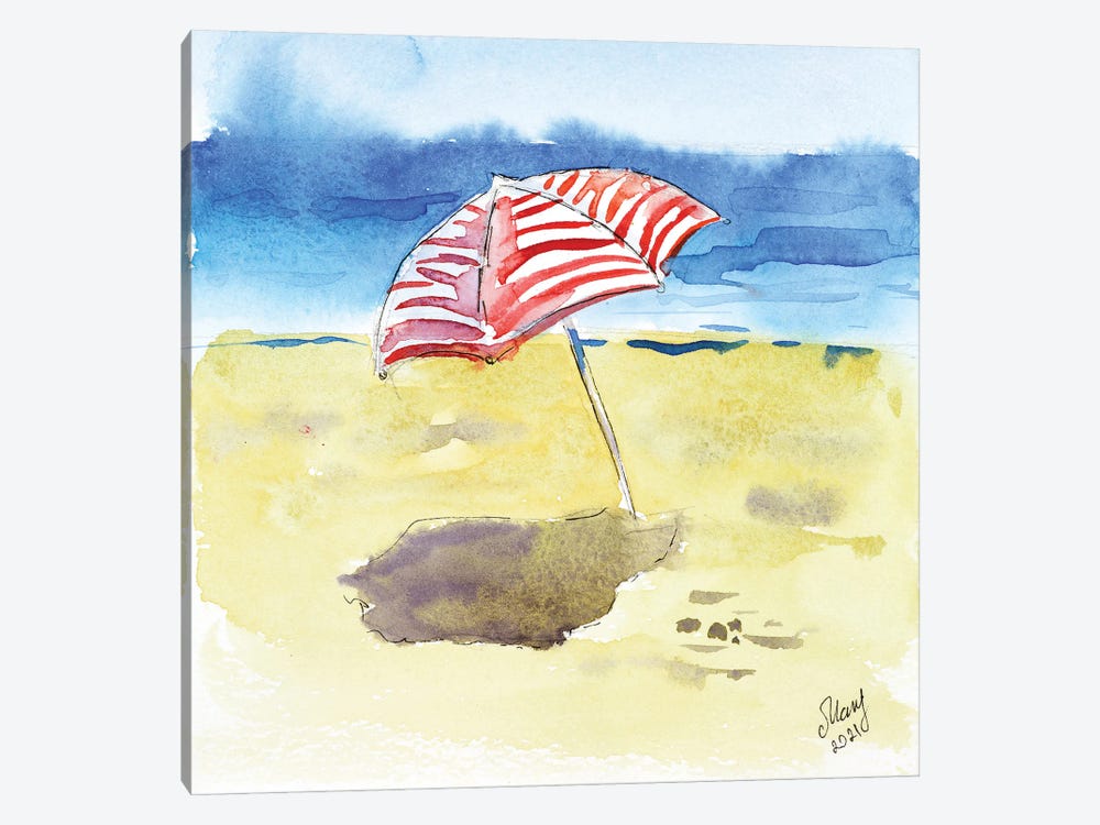 Beach Umbrella by Nataly Mak 1-piece Art Print