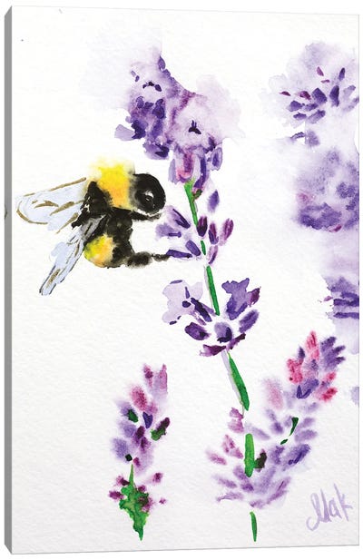 Bee On Flower Canvas Art Print - Bee Art