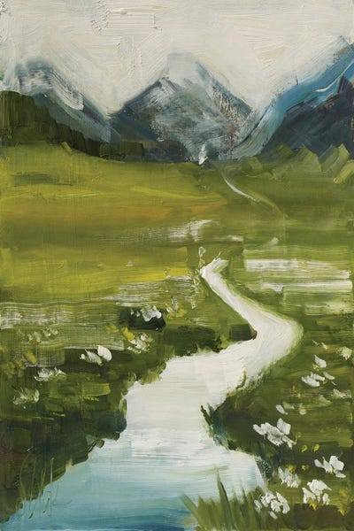 Green - Canvas Prints: Mountain Landscape With River by Nataly Mak
