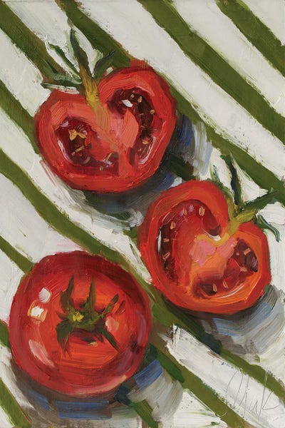 Tomatoes Diagonal Green White Stripes