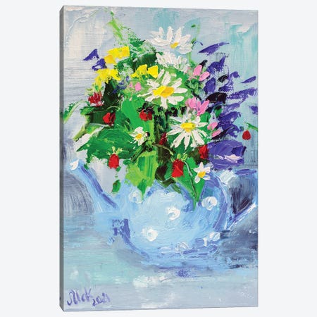 Flower Teapot Canvas Print #NTM99} by Nataly Mak Canvas Art