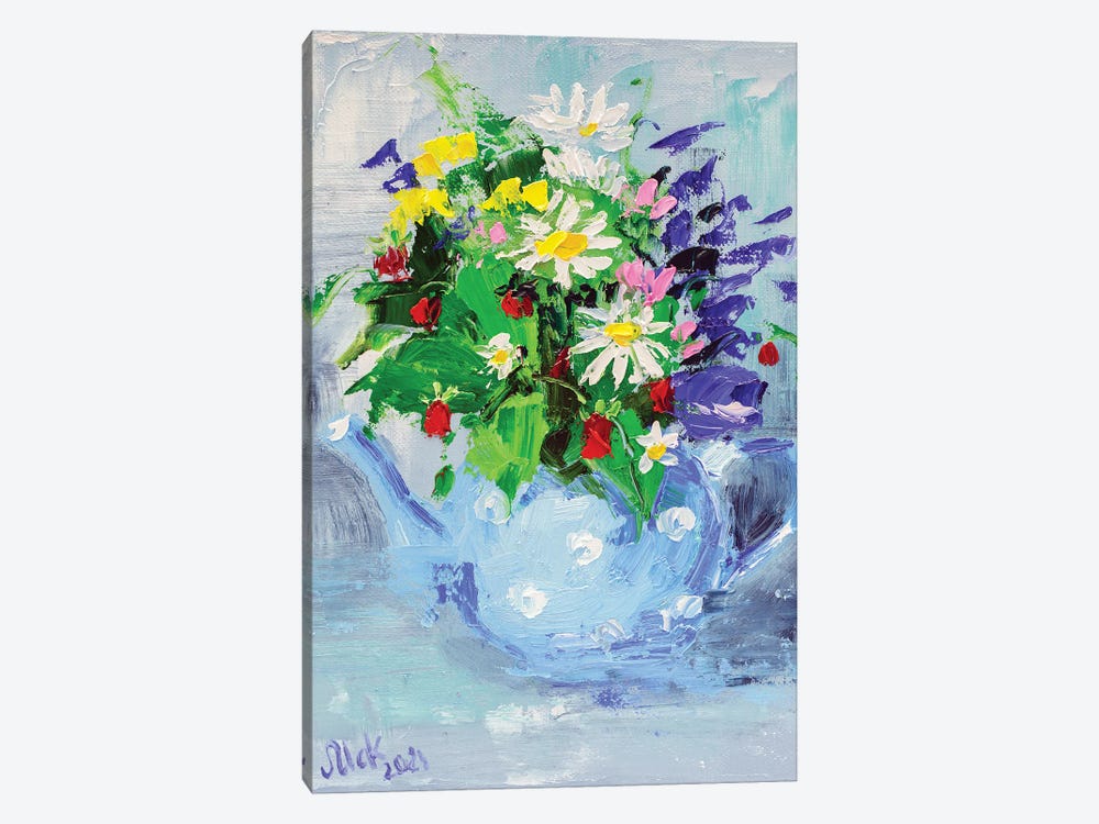 Flower Teapot by Nataly Mak 1-piece Canvas Artwork