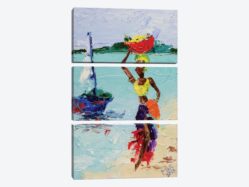 African Woman by Nataly Mak 3-piece Canvas Wall Art