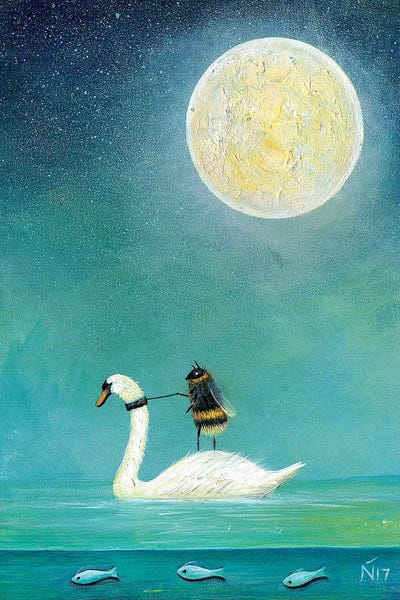 Ride A White Swan by Neil Thompson metal wall art