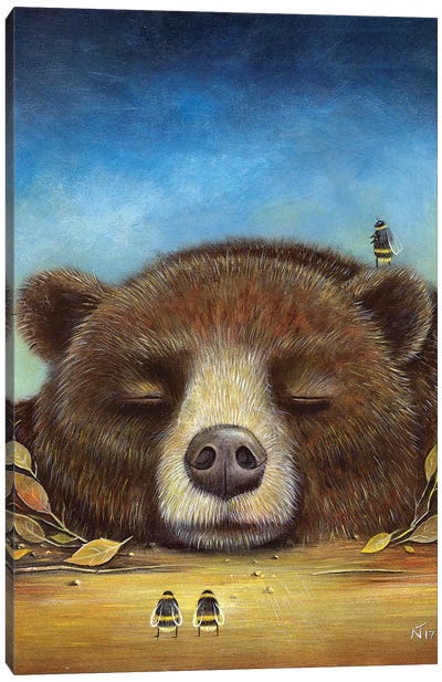 Sleeping Giant Canvas Art Print - Brown Bear Art