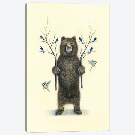 Bear With Birds Canvas Print #NTP58} by Neil Thompson Canvas Print