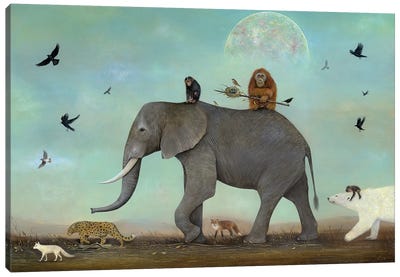 Procession Canvas Art Print - Elephant Art