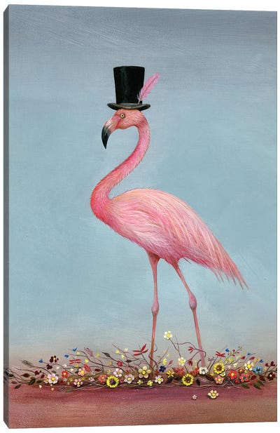 Mr Pink Canvas Art Print - Flamingo Art