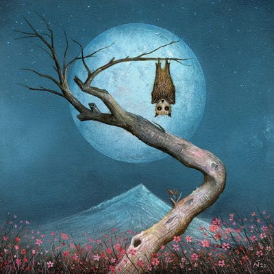 Bat Moon by Neil Thompson framed canvas print