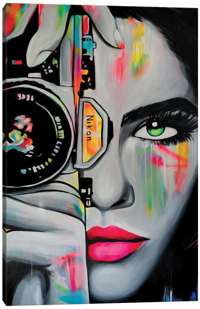 Nikon Girl Canvas Art Print - Best Selling Street Art