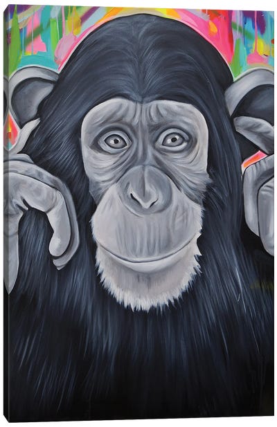 Kikazaru Canvas Art Print - Chimpanzee Art