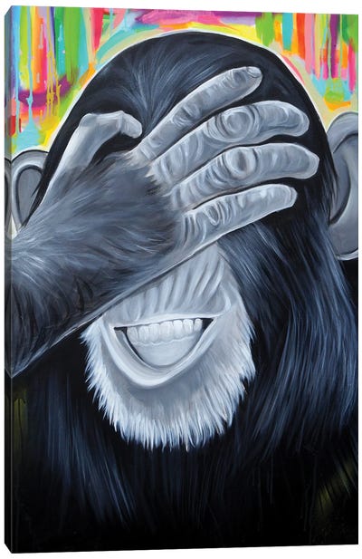 Mizaru Canvas Art Print - Chimpanzee Art