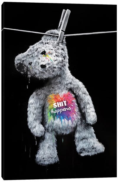 Shit Happens Canvas Art Print - Teddy Bear
