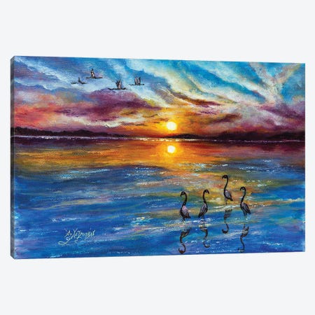 Sunset In The Wetland Canvas Print #NTS12} by Nastasiart Canvas Art