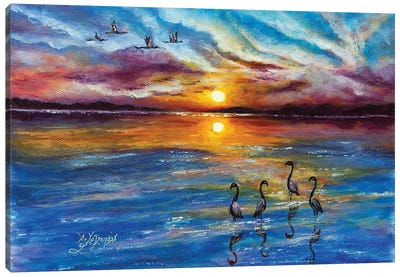 Sunset In The Wetland Canvas Art Print - Nastasiart