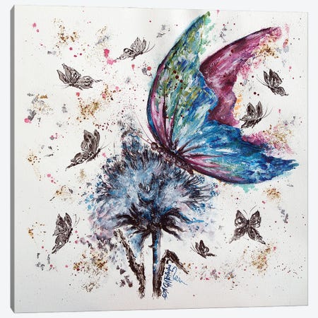 Blue Purple Butterfly On Thistle Canvas Print #NTS14} by Nastasiart Art Print