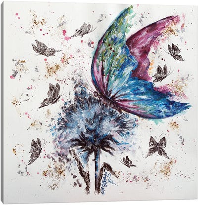 Blue Purple Butterfly On Thistle Canvas Art Print - Nastasiart