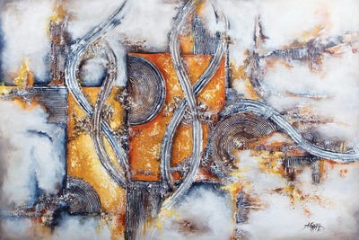 Light Shades Of Brown-Large Abstract Geometric by Nastasiart metal wall art