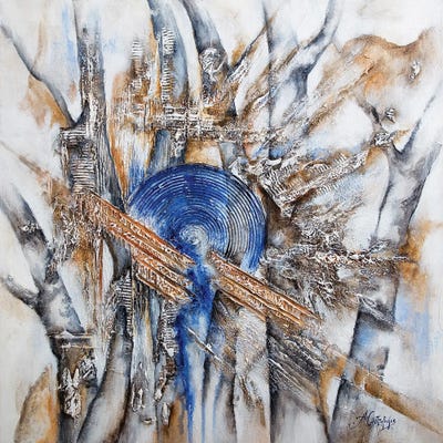 Blue Between The Trees-Abstract Expressionism by Nastasiart metal wall art