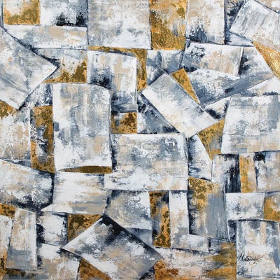 Black White Gray Gold Geometric-Abstract Geometric by Nastasiart canvas print