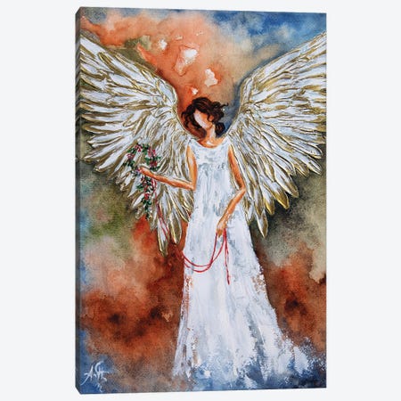 White Angel Wreath Canvas Print #NTS1} by Nastasiart Canvas Art