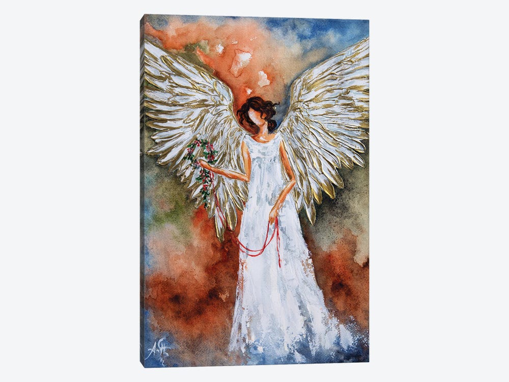 White Angel Wreath by Nastasiart 1-piece Canvas Wall Art
