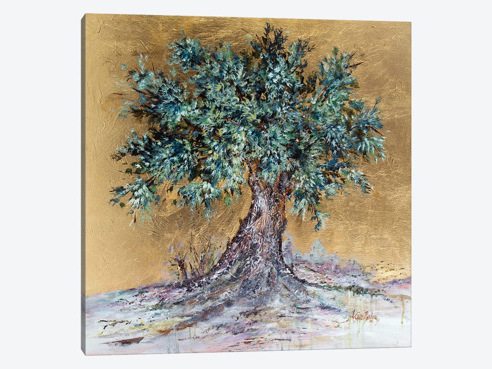 Olive Tree On Gold by Nastasiart 1-piece Canvas Artwork