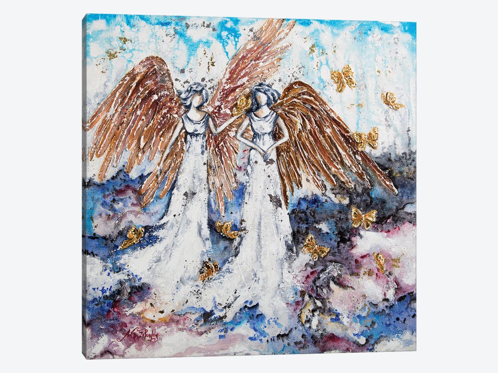 Angels And Gold Butterflies by Nastasiart 1-piece Art Print