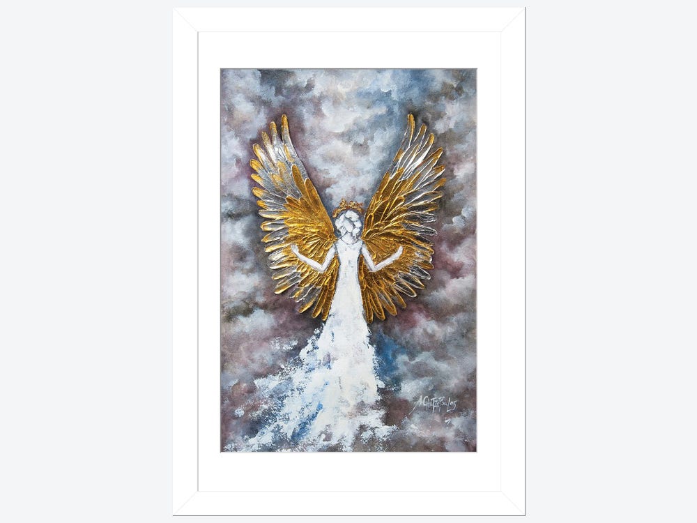Gold Silver Angel Wings by Nastasiart Fine Art Paper Poster (styles > Decorative Art > Holiday Décor > Christmas > Religious Christmas Art > Christmas
