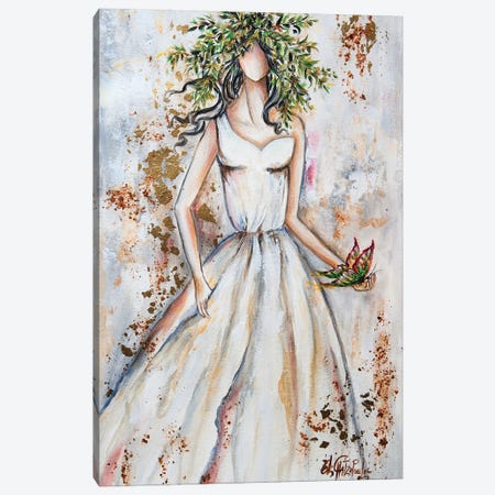 Lady With Olive Branches Wreath Canvas Print #NTS32} by Nastasiart Canvas Wall Art