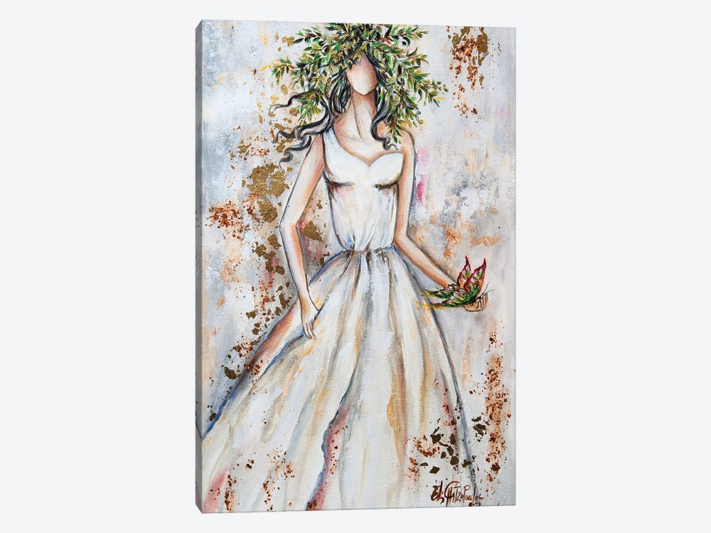 Lady With Olive Branches Wreath by Nastasiart 1-piece Canvas Art Print