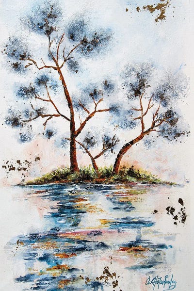 Gray Blue Absrtact Trees by Nastasiart canvas print