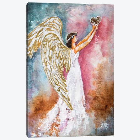 White Angel Heart Canvas Print #NTS4} by Nastasiart Art Print
