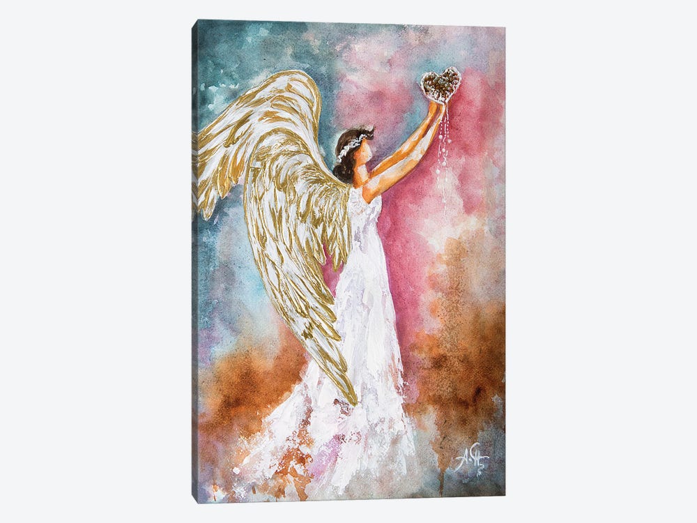 White Angel Heart by Nastasiart 1-piece Canvas Art Print