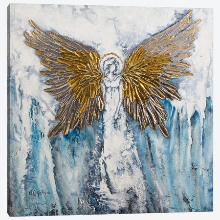 Abstract Angel, Gold Silver Angel Wings Canvas Print #NTS5} by Nastasiart Art Print