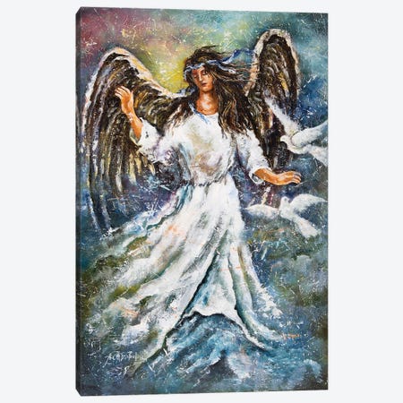 Angel And Doves Canvas Print #NTS8} by Nastasiart Canvas Wall Art