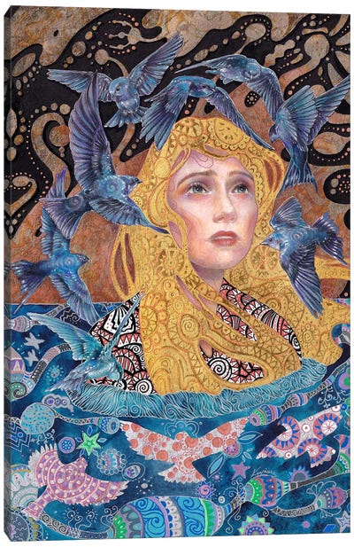Ephemeral Whispers Upon The Celestial Lake Canvas Art Print - Artists Like Klimt
